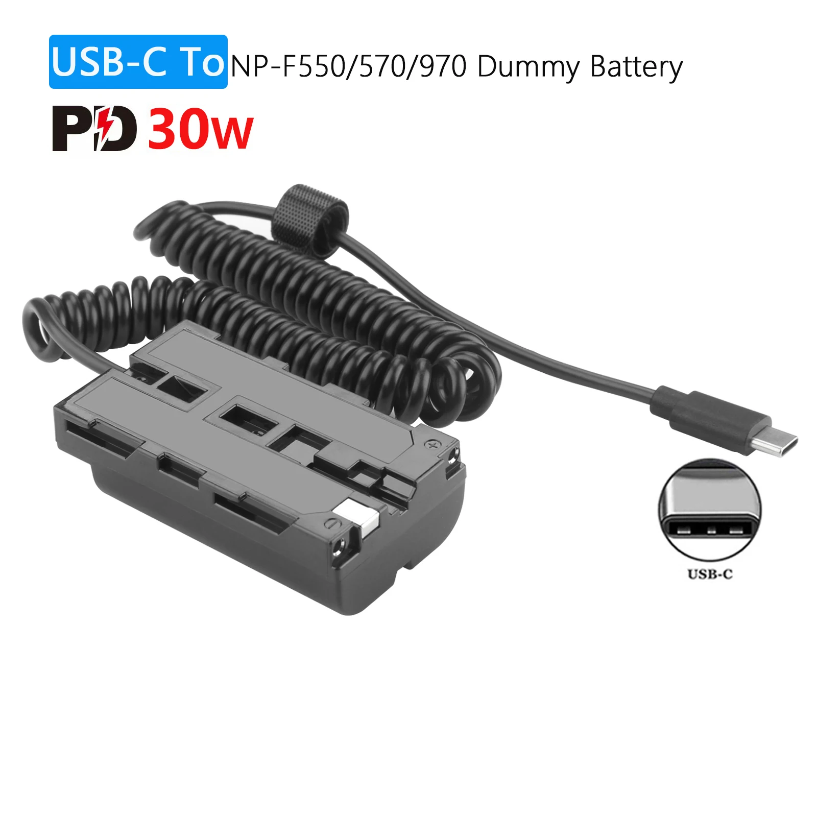 PD30W USB-C To NP-F Dummy Battery Full Decoded Coupler For Sony NP-F550 NP-F770 NP-F970 Battery Camera Field Monitor