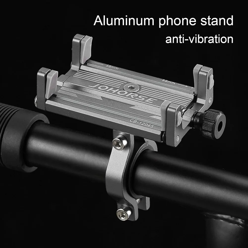 CNC 4‑Claw Aluminum Alloy Bike Phone Holder, Adjustable Extendable Anti‑Slip Mount, Compatible with MTB Bicycle Motorcycle