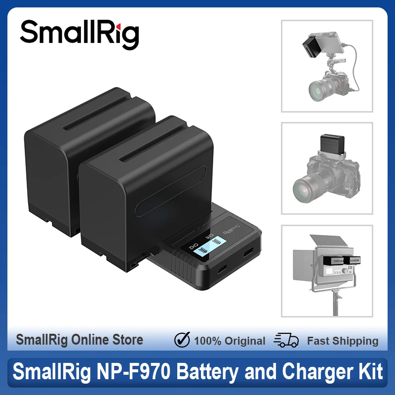 SmallRig NP-F970 Rechargeable Camera Battery and Charger Kit 7800mAh for Sony NP-F960 950 930 for Camcorders Monitors LED Lights