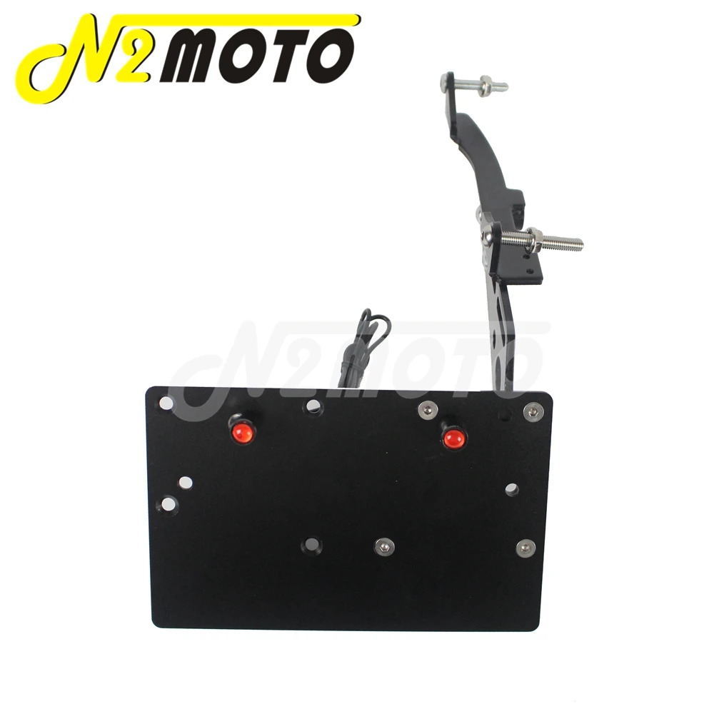 Motorcycle Side Mount License Plate Holder For Harley Sportster XL 883 1200 Iron883 04-17 Licence Number Bracket LED Brake Light