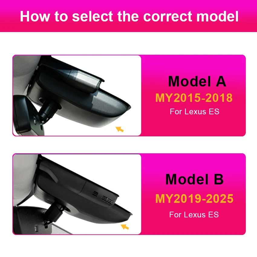 4K Dash Cam Front Rear Camera Car DVR Lexus ES ES350 ES330 ES300 ES300h ES250 2015-2025 Plug and Play Video Recorder Record Wifi