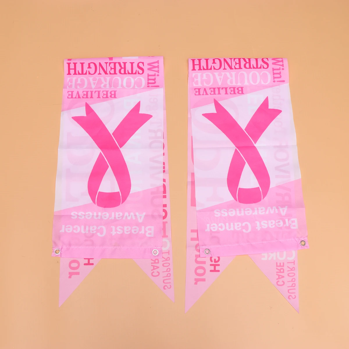 

2Pcs Banner Pink Ribbon Breast Cancer Awareness Hanging Flag Indoor Outdoor Wall Decor Bunting Health Banner