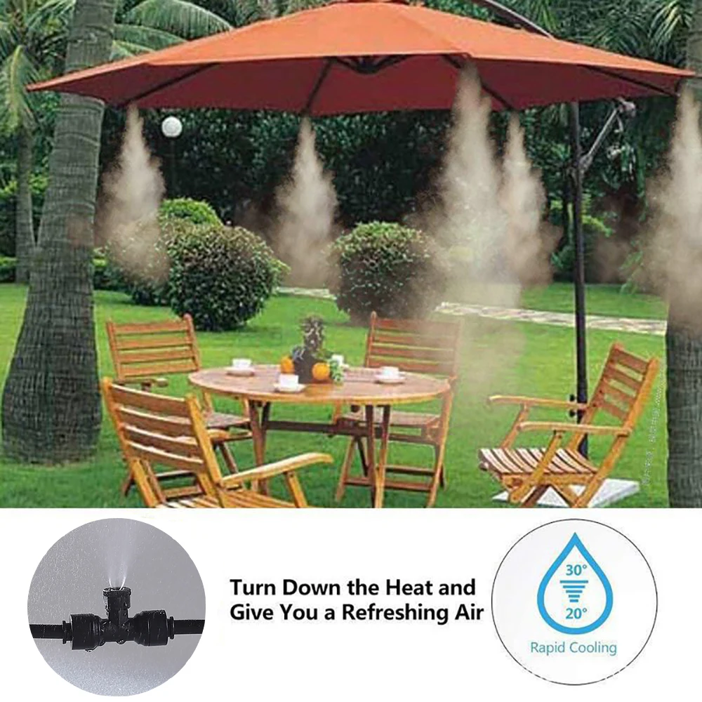 

0.3/0.5mm Mist Spray Nozzle for 1/4" Hose Outdoor Cooling Watering Slide Lock Atomizer Low Pressure Adjustable Nebulizer 50 Pcs
