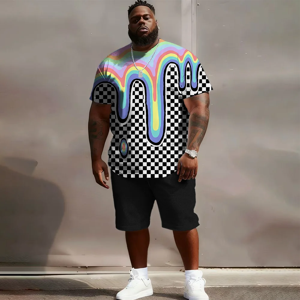 

Мужской комплект с короткими рукавами больших размеров S-9xl: переливающийся шик — 2 предмета большого и высокого кроя, мягкая дышащая ткань,