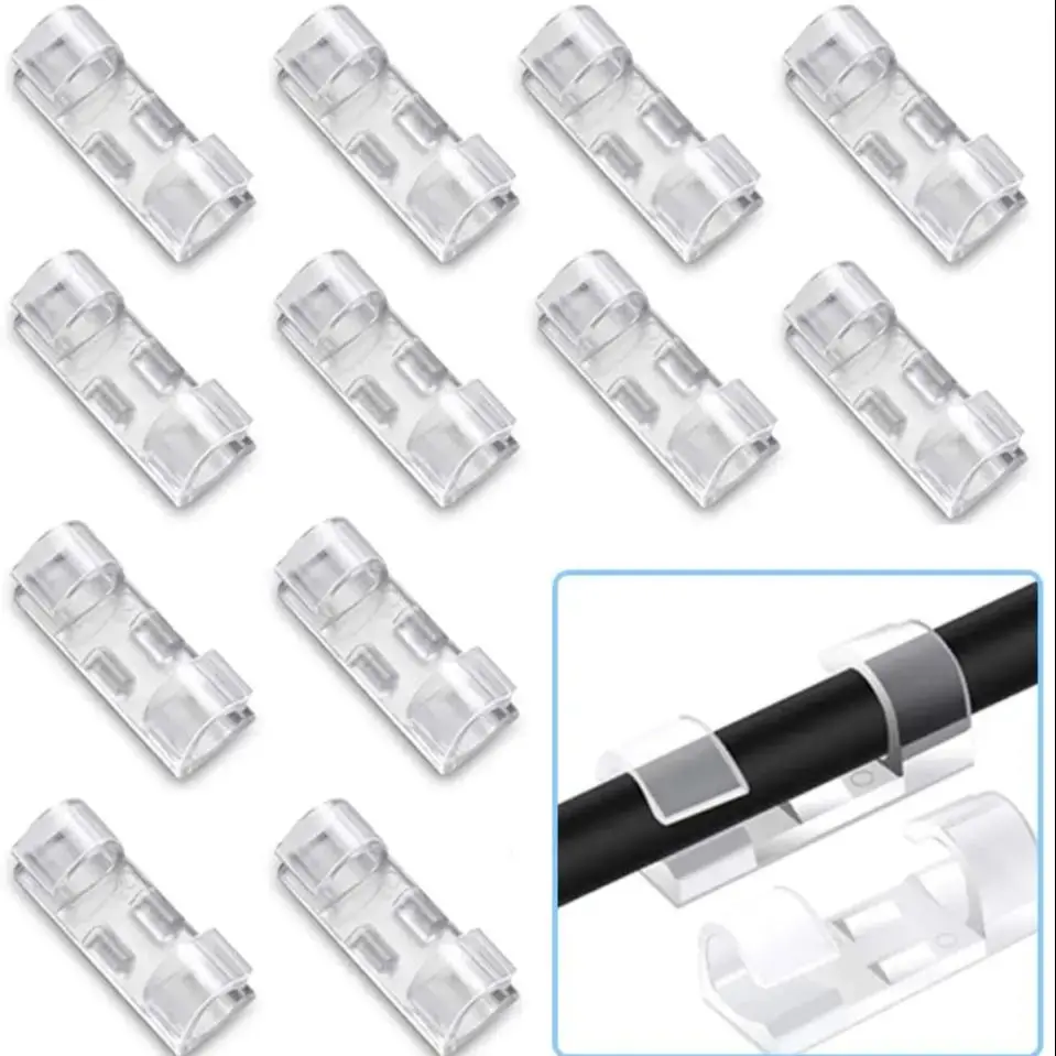 20PCS Self Stick Cable Clips Organizer Fixed Wire Clamp For Table Wall Fixer Fastener Holder on Data Telephone Line Winder