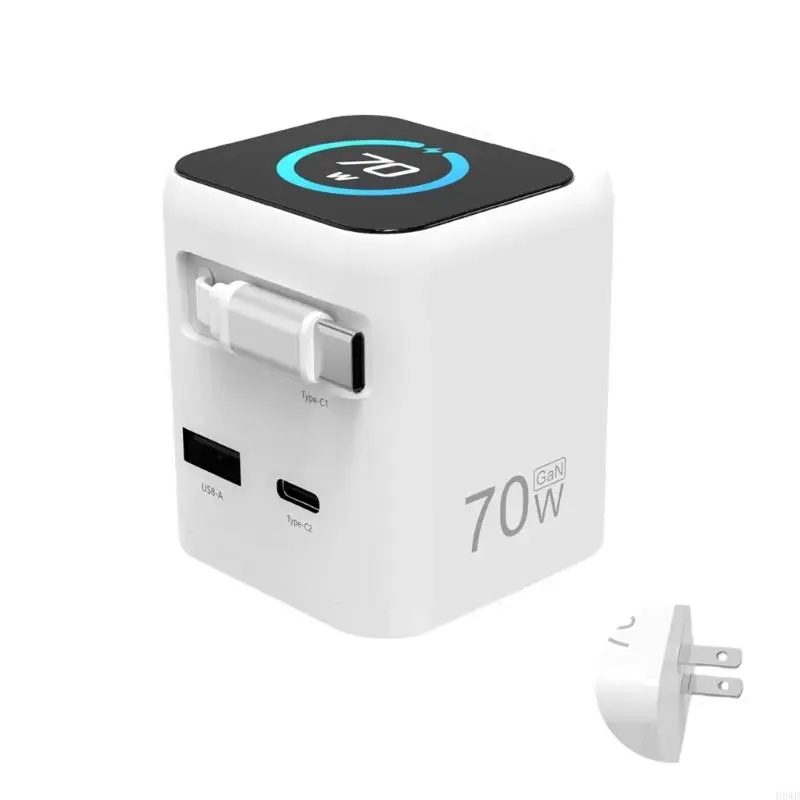 

Зарядная станция мощностью 70 Вт. USB-адаптер для зарядки с выдвижным кабелем. 3-портовый зарядный концентратор. Зарядные для