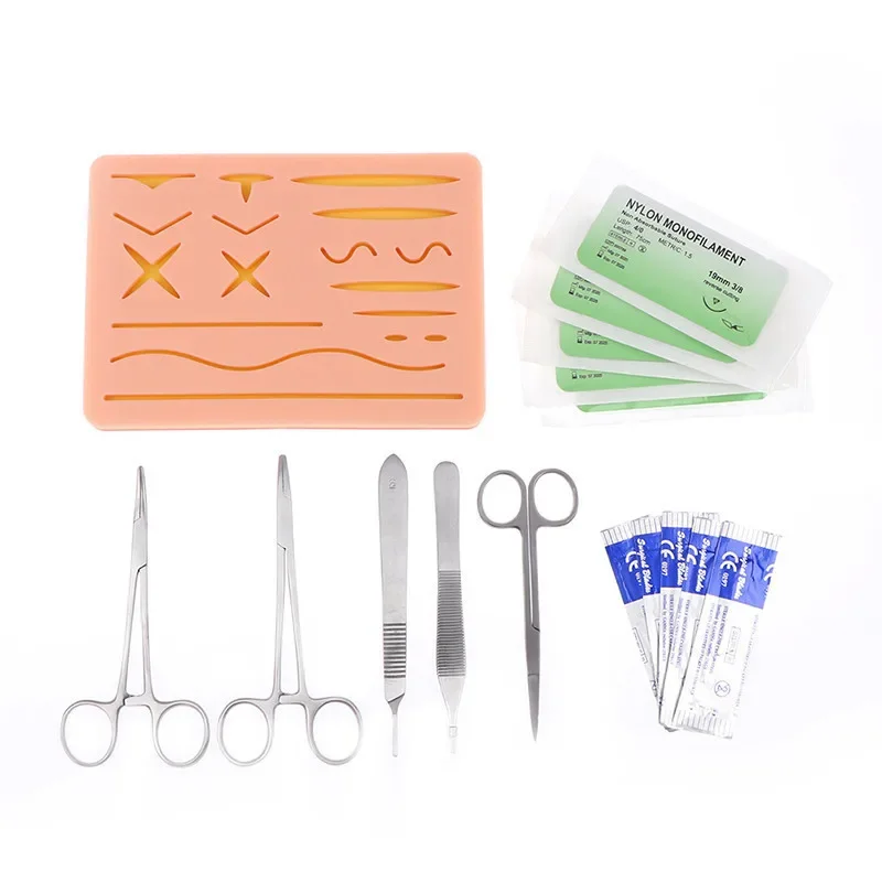 Skin Suture Practice Silicone Pad With Wound Simulated Training Teaching Kit Surgical Training Set with Suture Needle