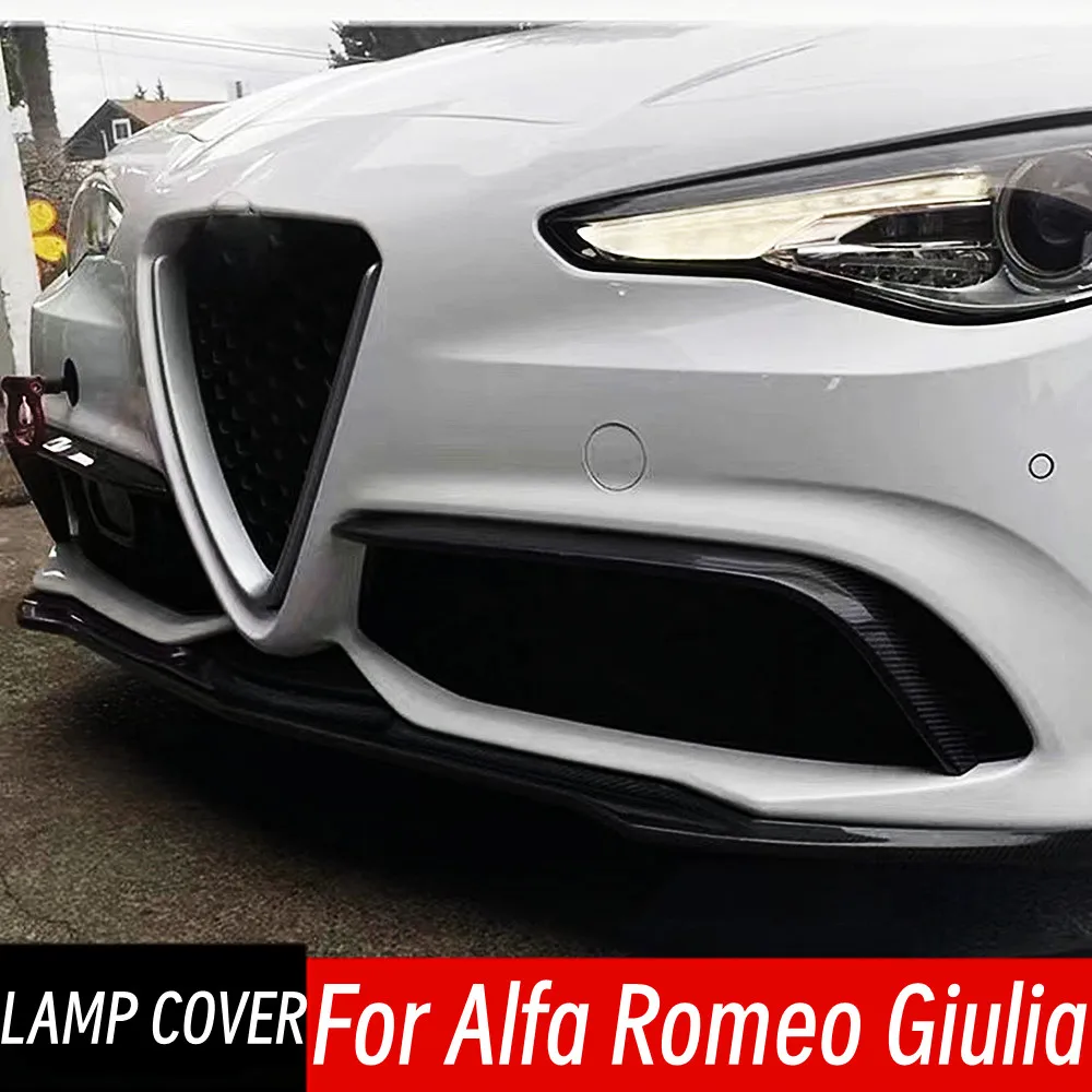 

For Alfa Romeo Giulia 2016+ Bodkykit Car Real Carbon Fibe Front Bumper Side Splitter Fog Lamp Cover Trim Decoration Accessories