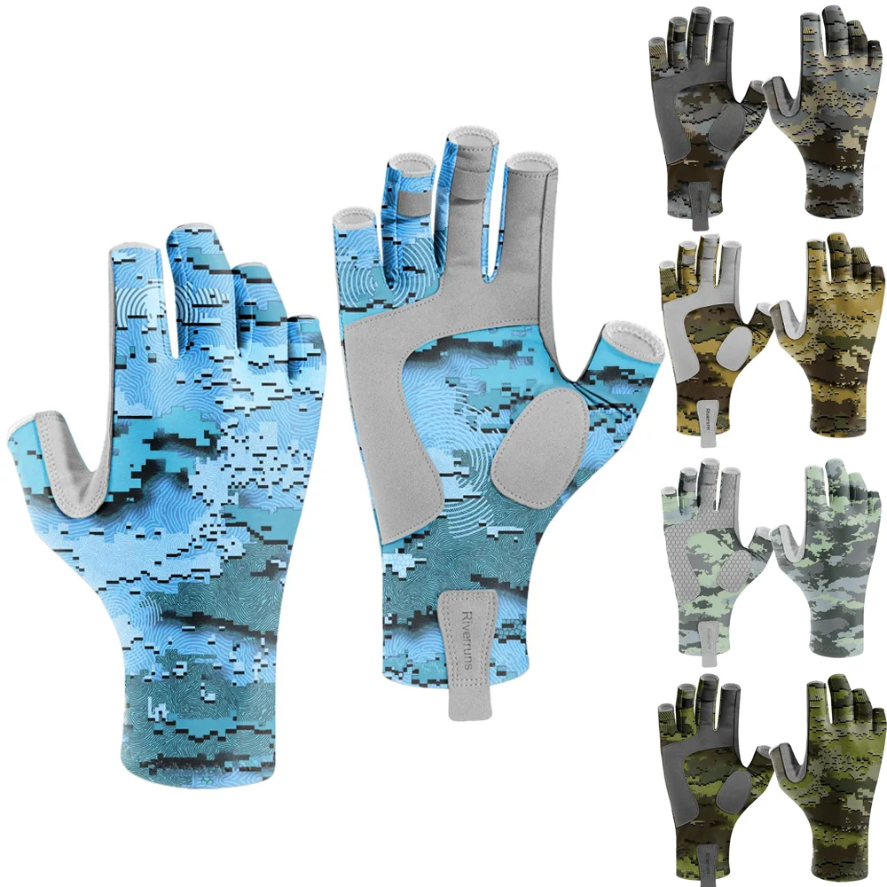 Aventik UPF50+ Fingerless Fishing Gloves UV Protection Sun Gloves for Men Women Outdoor Sports Cycling Hiking Boating Driving