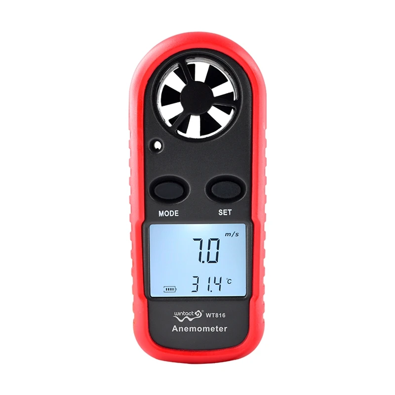 Mini Portable Digital Anemometer NTC Thermometer Wind Speed Air Velocity Measure Gauge Anemometro Meter 30m/s Windmeter Backlit