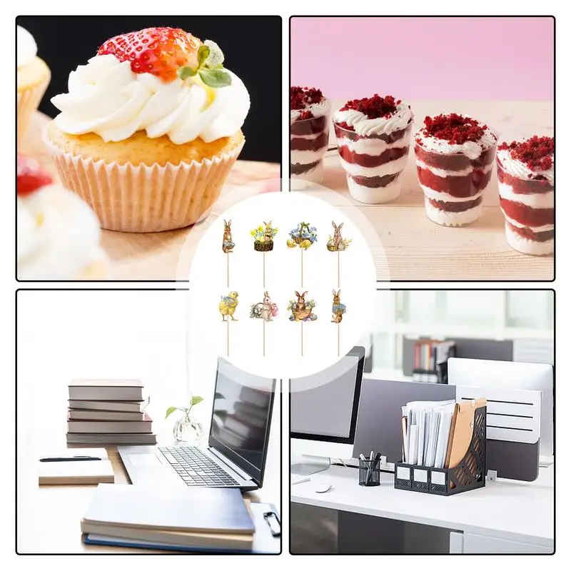 Decoración Para cupcakes de Pascua, conjunto de adornos para cupcakes de conejo de pascua, adornos para dulces de postre, decoración para fiestas de Pascua, 2024