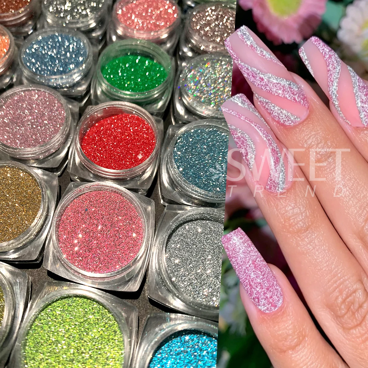24 Colors Reflective Diamond Nail Powder Bright Crystal Pigment Silver Gold Party Flash Shiny Glitter DIY Charm Manicure Decor