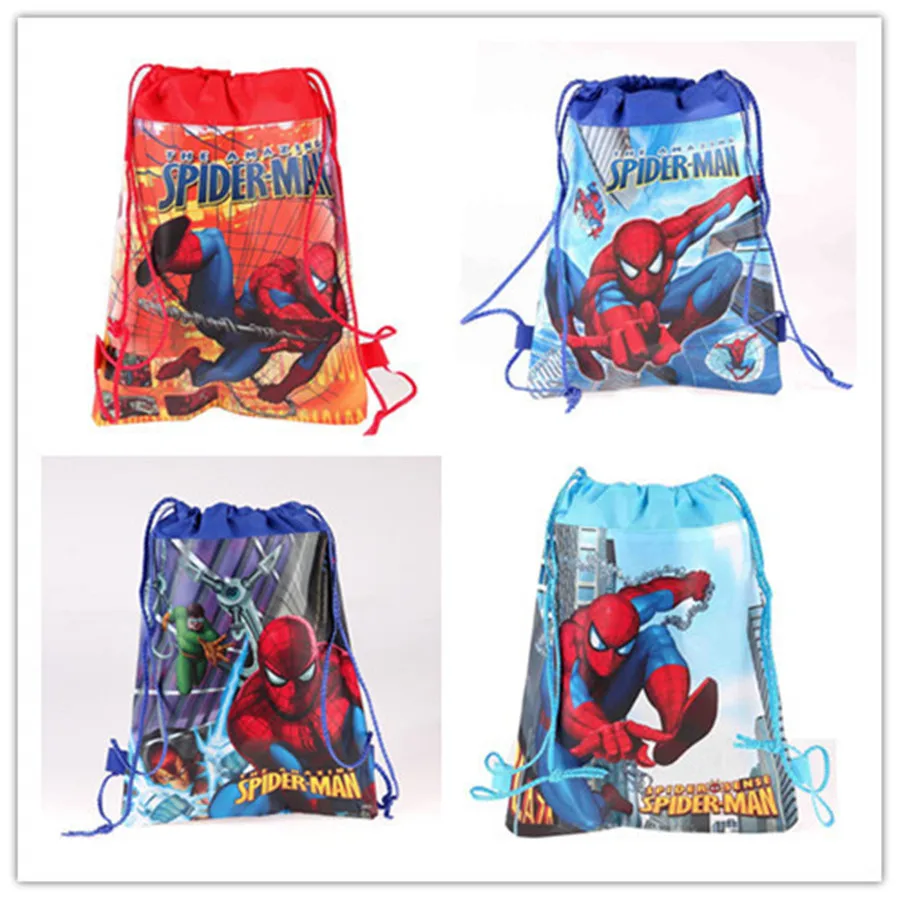 

12/24/36pcs Spiderman Non-woven Fabric Backpack Cartoon Pattern Gift Bag Super Hero Shopping Bag Theme Party Drawstring Backpack