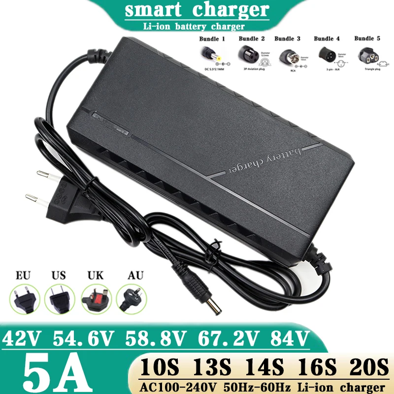 72V 60V 52V 48V 36V 20S 16S 14S 13S 10S 5A Lithium-ion Battery Pack Charger Universal 42V54.6V 58.8V 67.2V 84V 5A Li-ion Charger