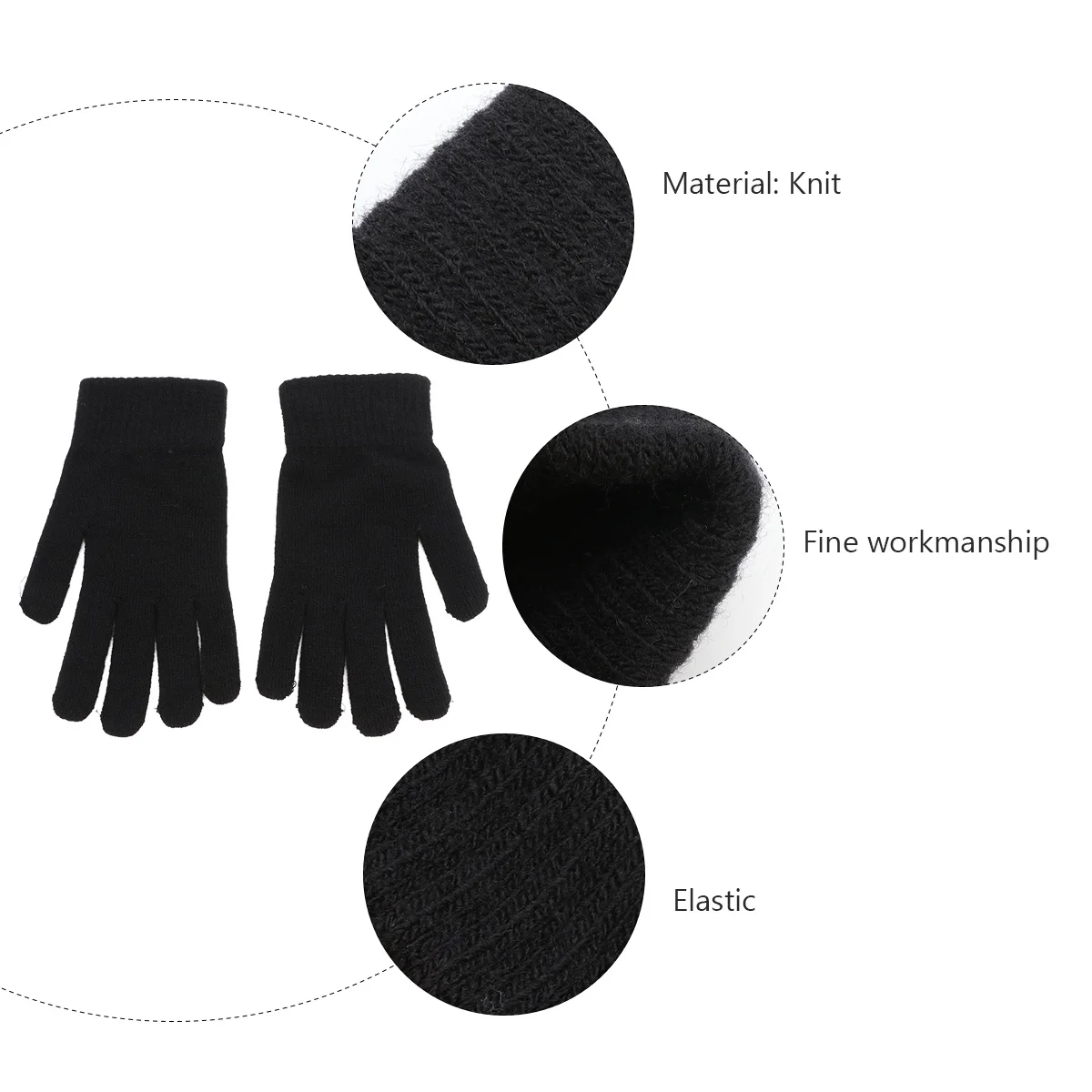 

1 пара зимних теплых вязаных перчаток, толстые, мягкие, прочные, однотонные, классический стиль, для холодной погоды, уличные, домашние, зимние теплые перчатки