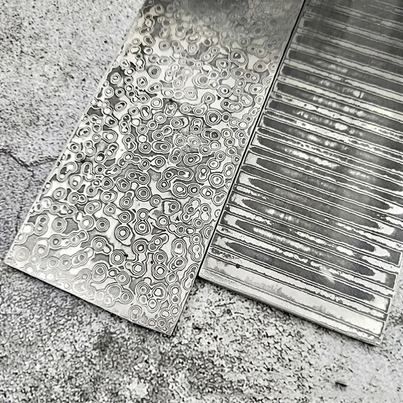 Damasceńska stal VG10 kuty surowiec stalowy nóż Blank wzór stalowy DIY wzór tysiąc warstwa stali 35x5x0,4 cm — zdjęcie 7