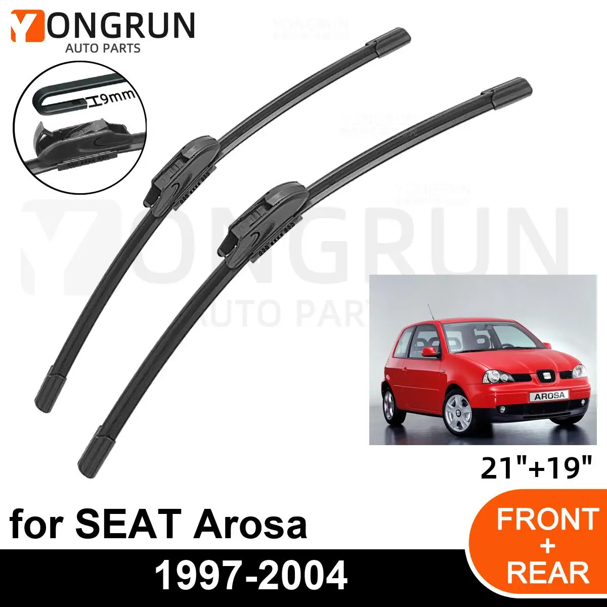 

Car Front Windshield Wipers For SEAT Arosa 1997-2004 Wiper Blade Rubber 21"+19" Car Windshield Windscreen Accessories