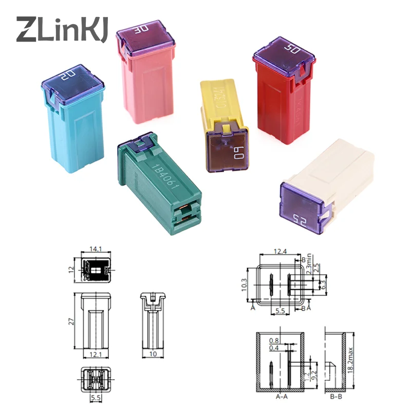 1Pc Mini Square Fuse 32V 20A 25A 30A 40A 50A60A Automotive Car Fuse With Plastic Box