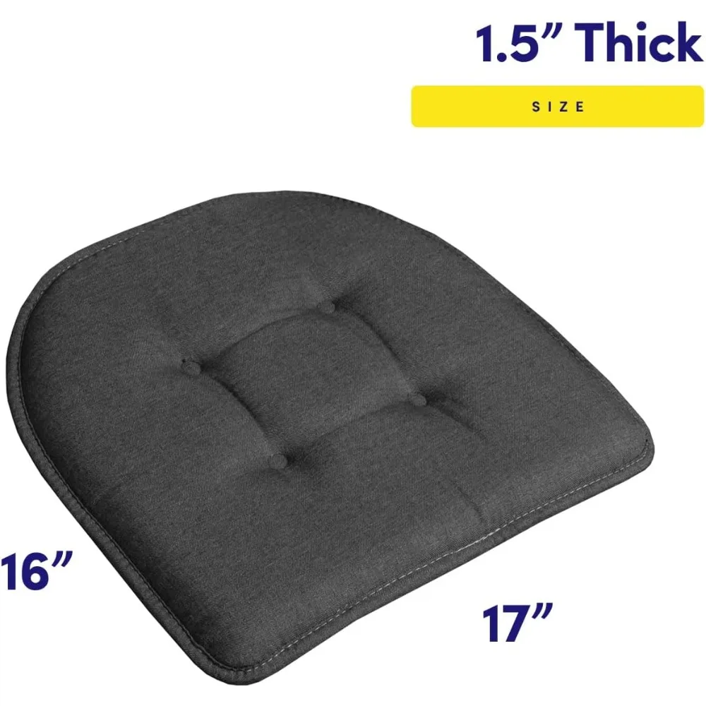 Chair Cushion Memory Foam Pads Tufted Slip Non Skid Rubber Back U-Shaped 17