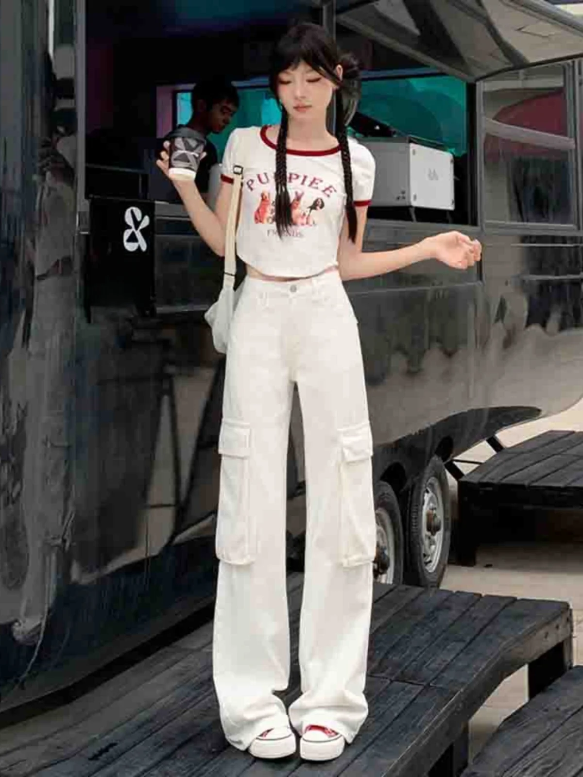 

Лето 2024, женские широкие джинсовые брюки с высокой талией, прямой крой, длиной до пола, драпированные, свободные, для похудения, белый цвет