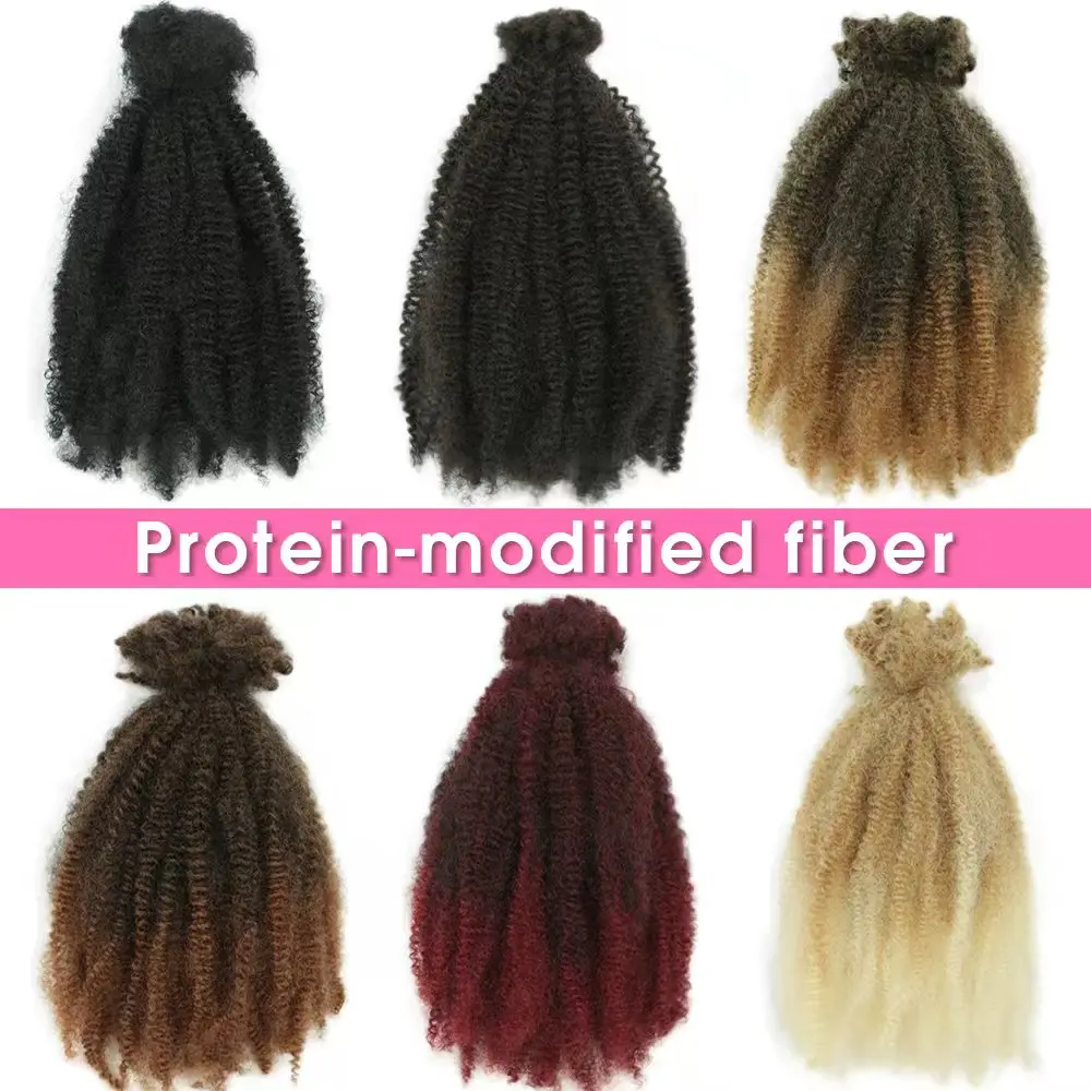 Alibaby สังเคราะห์ฤดูใบไม้ผลิ Afro Twist Crochet ผม Ombre สีบลอนด์สีน้ําตาล 12 นิ้ว Afro Kinky Marley Twist Braiding Hair