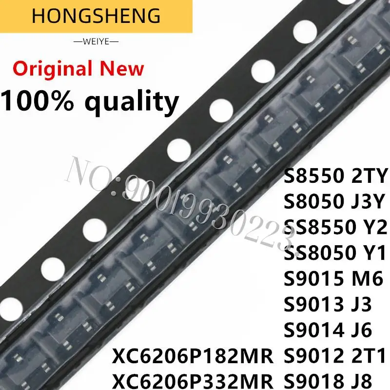 50pcs S8050 S8550 SS8050 SS8550 S9012 S9013 S9014 S9015 S9018 J3Y STY Y1 Y2 2T1 J3 J6 M6 J8 Transistor XC6206P332MR XC6206P182MR