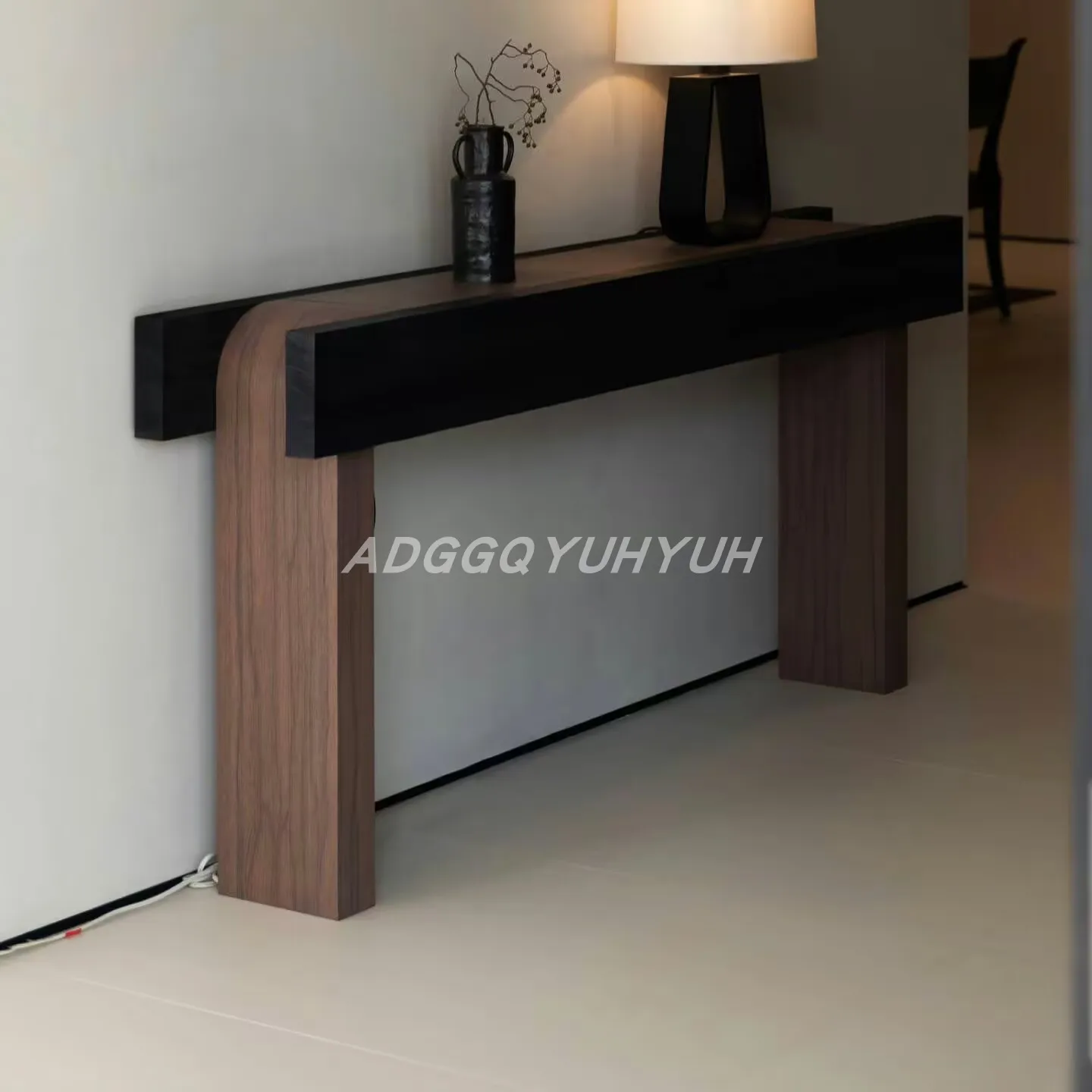 

Medieval entrance table foyer color matching entrance platform simple modern wall strip case solid wood decorative strip case