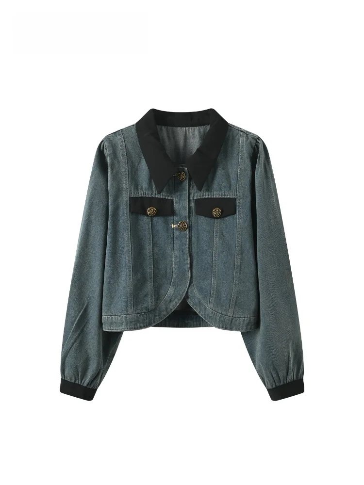 

Свободная джинсовая куртка для женщин больших размеров: повседневный универсальный весенний топ из смесового полиэстера и хлопка, омолаживающий образ