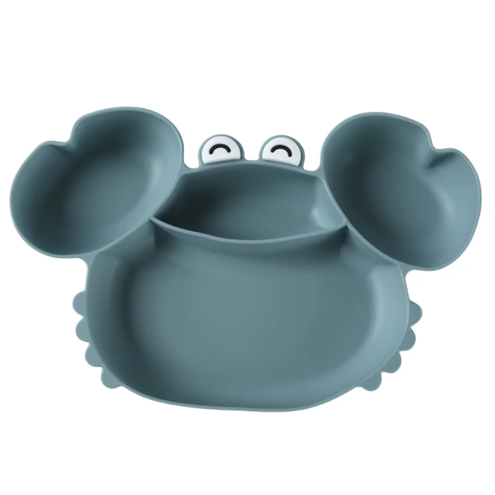 

Портативные детские силиконовые миски с присоской в виде краба, водонепроницаемая гибкая детская обеденная тарелка с отделением, мультяшная защита от падения