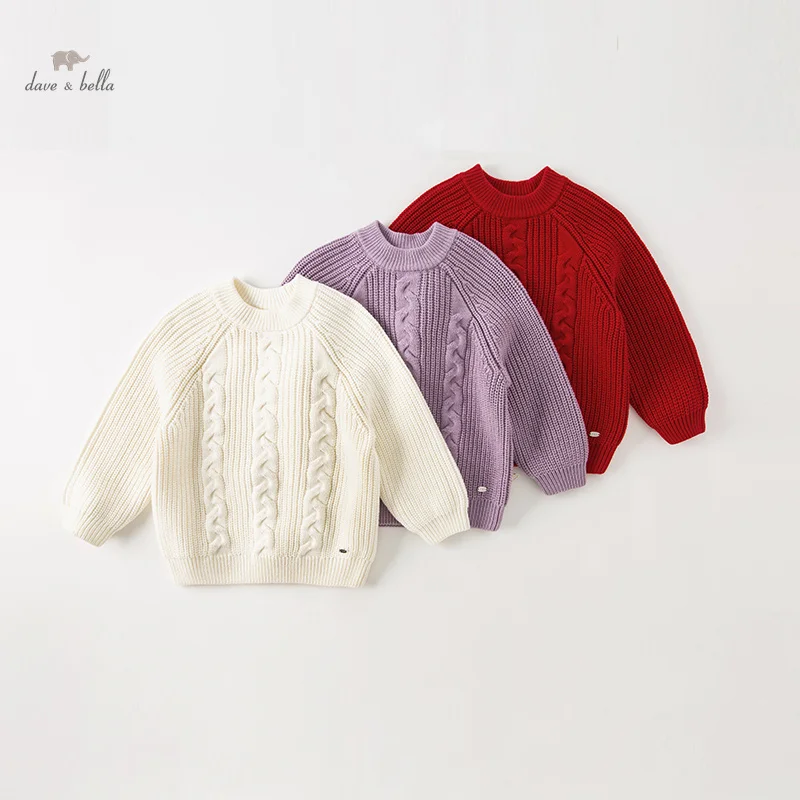 Dave Bella 2023 New Autumn Winter Children Clothes Girls Boys Tops Knit Sweater Pullover Casual Undershirt DB4237961