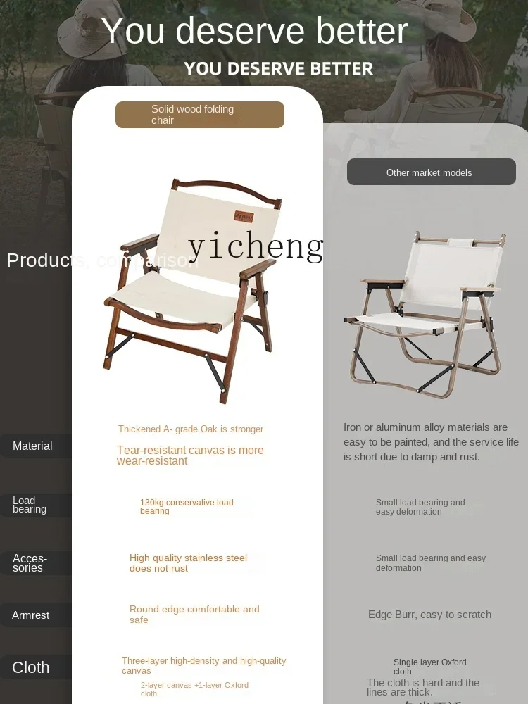u3 Solid Wood Outdoor Folding Portable Fishing Stool Outdoor Backrest Sketch Camping Chair