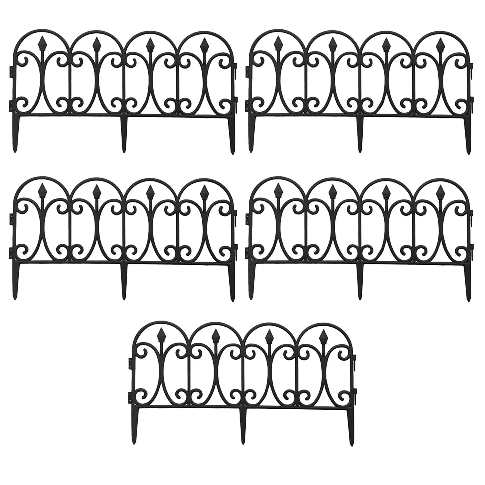 Garden Fence 5 Pieces Decorative Black Flexible Guard Strip Lawn Edging For Outdoor Outside Patio Yard Backyard Walkway Pathway