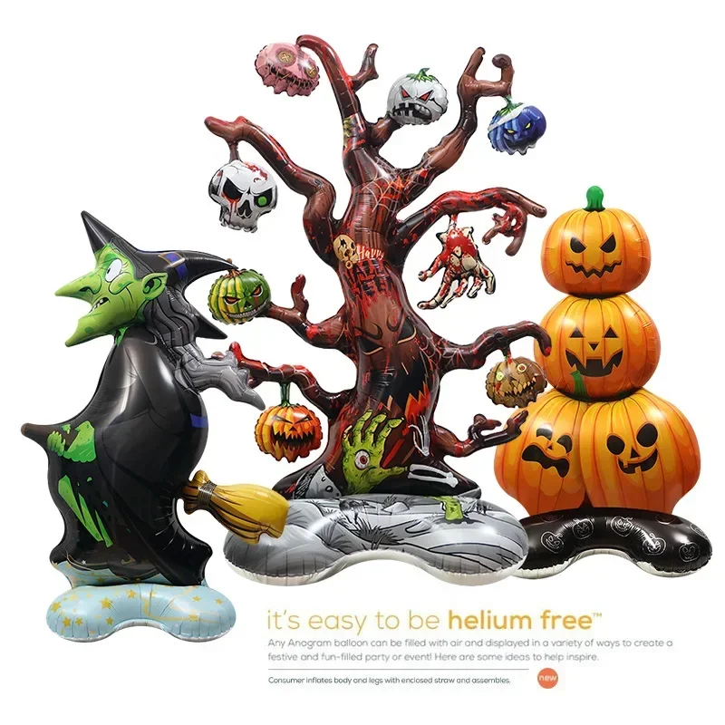 Happy Halloween Inflatable Standing Balloon Halloween Party Balloon Spooky Horror Tree Coffin Skeleton Guard Balloon Decorations