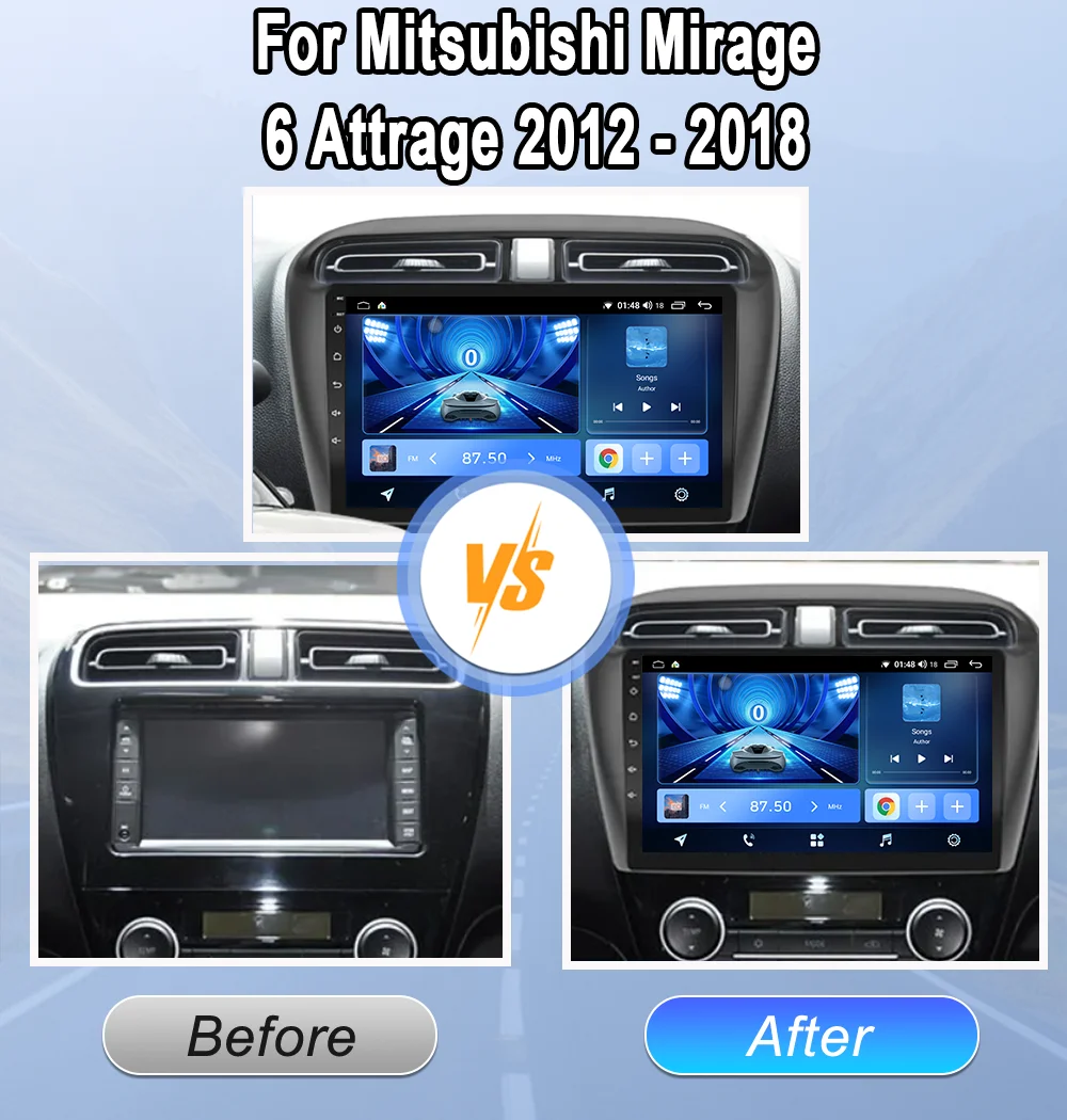 Android 15 For Mitsubishi Mirage 6 Attrage 2012 -2018 Auto Radio Multimedia Video Player Navigation Stereo GPS Head Unit 4G+Wifi
