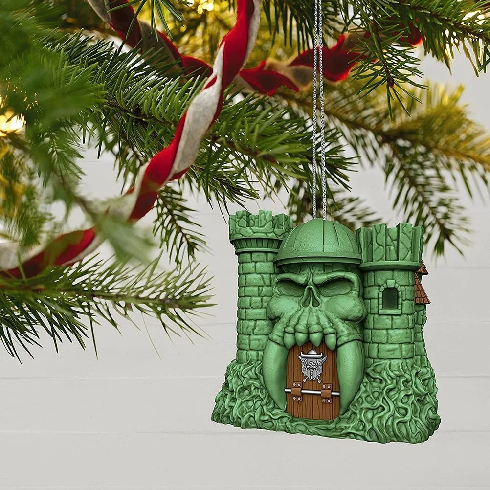 Home decoration people Gray Skull Castle pendant Green 10*9cm Not in 3D