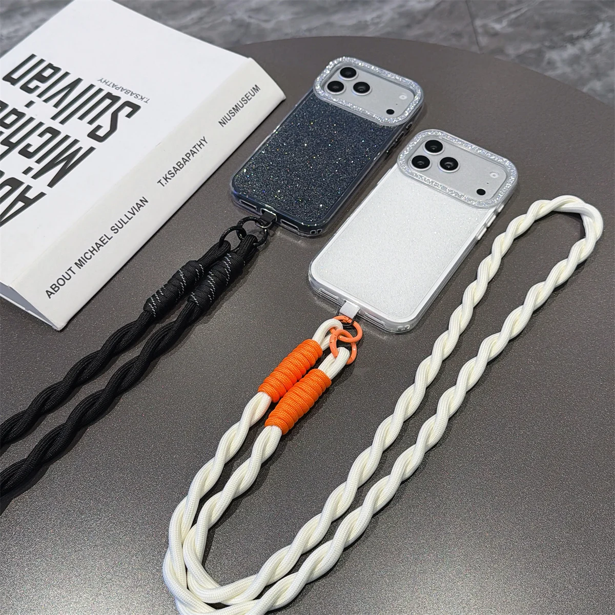 Fashion Glitter Shockproof Lanyard Case For iPhone 17 16 Pro Max 15 Plus 14 13 12 TPU Bumper Cover Crossbody Neck Cord Strap view 4