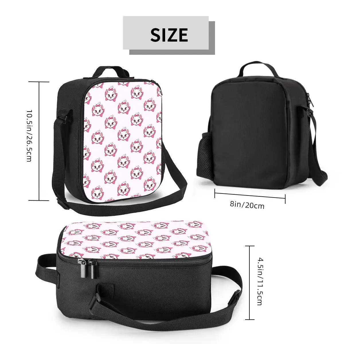 Marie Cat-fiambrera térmica personalizada para mujeres y niños, bolsas de almuerzo con aislamiento de Los Aristogatos para acampar, viajes, Kawaii Kitten