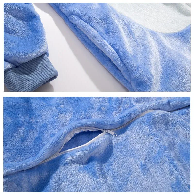 MINISO غرزة ملابس الاطفال Kigurumi منامة الأزرق الوردي بنين بنات Pjs طفل نيسيي الشتاء بذلة 3 4 5 6 7 8 9 10 11 12 سنة