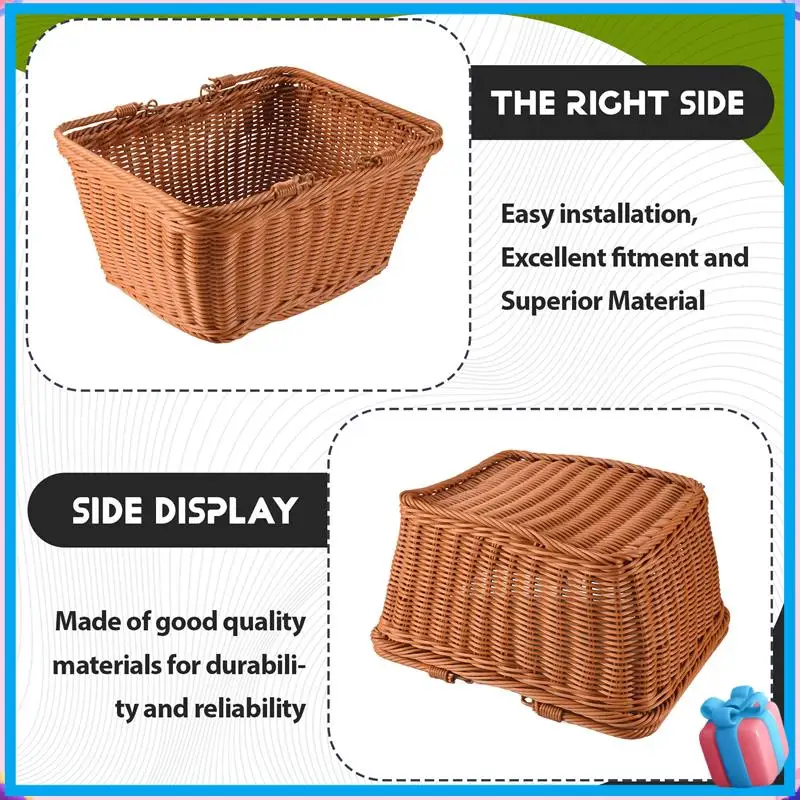 

Discount-Durable Artificial Rattan Handmade Portable Picnic Basket Rattan Woven Supermarket Shopping Basket Rattan Basket