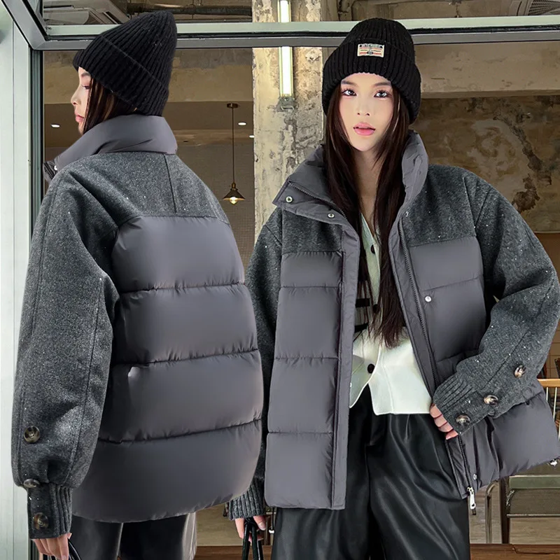 

Parkas Women Short Coats Zipper Jackets Thick Warm Y2k Streetwear Stand Collar Elegant Jacket Work Coat Autumn Winter 2025