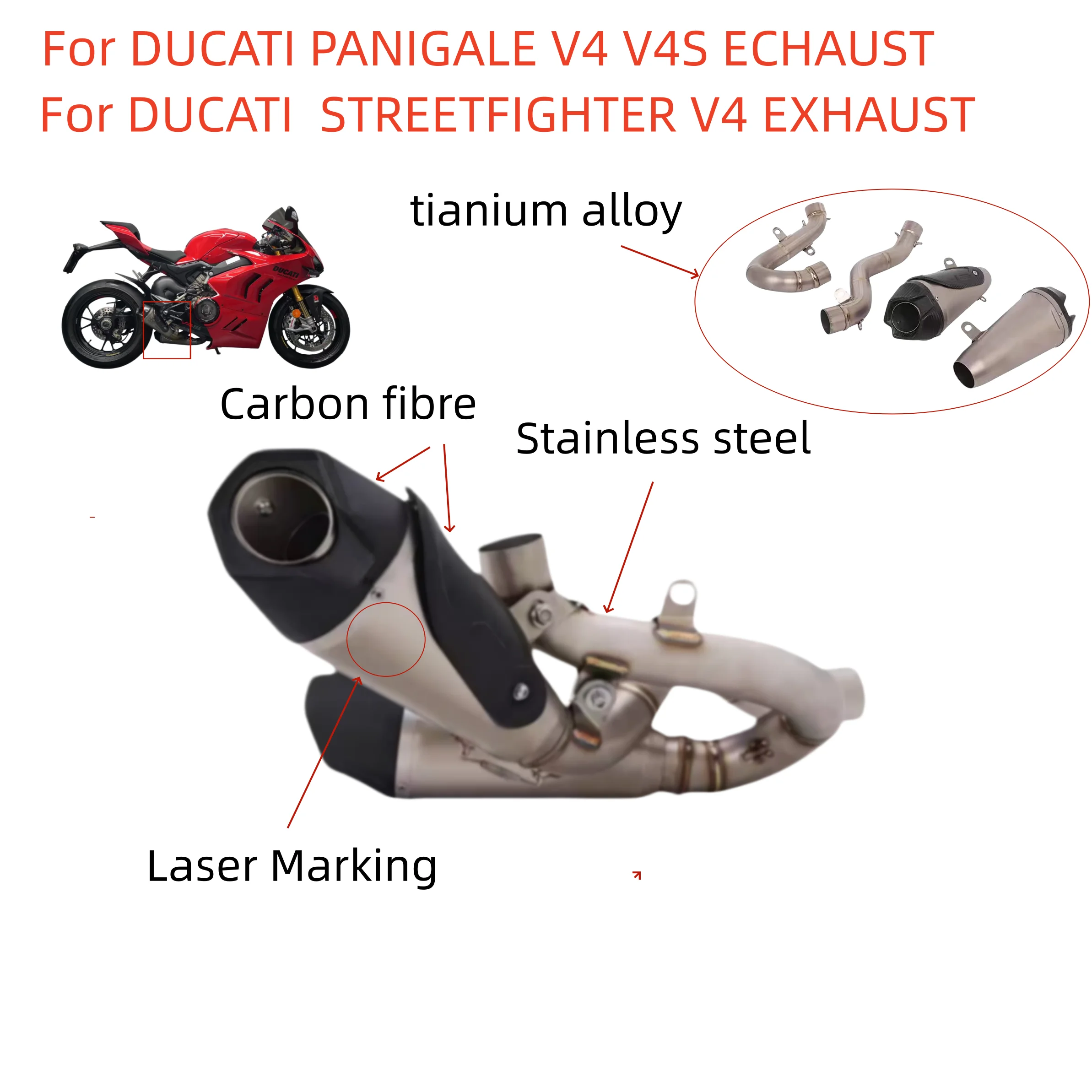 Complete Exhaust System Modified Escape For Ducati Panigale V4 V4S Streetfighter V4 Exhaust Pipe Dual Muffler With DB Killer