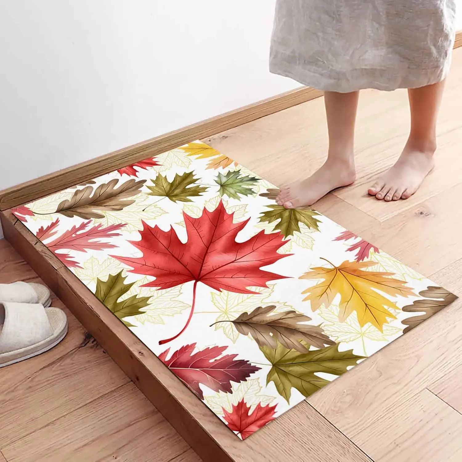 Autumn Maple Leaves Welcome Entrance Doormat Home Decor Non-Slip Corridor Balcony Rugs Kitchen Floor Mat Bathroom Foot Mat