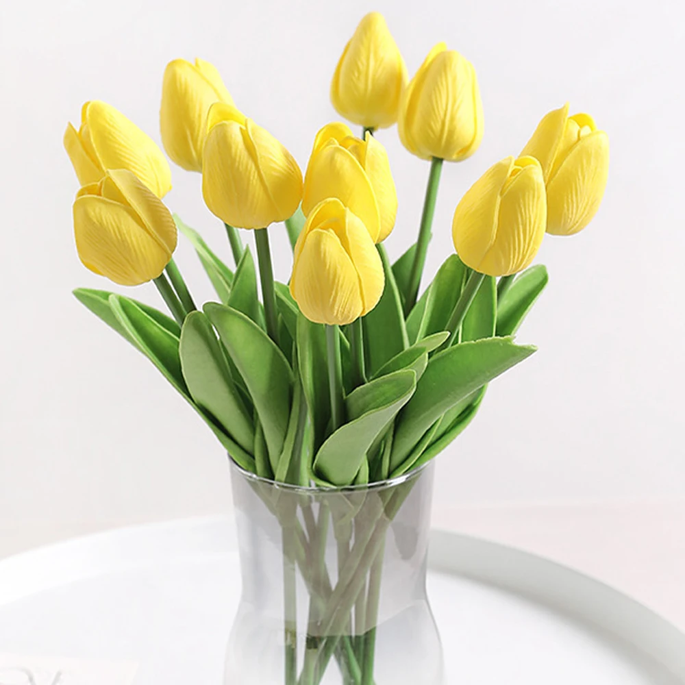 10 Stück Tulpenblumen, künstlicher Tulpenstrauß, PE-Schaum, künstliche Blumen für Hochzeitszeremonie, Dekoration, Heim, Garten, Blumenstrauß, Dekoration – Detail 6