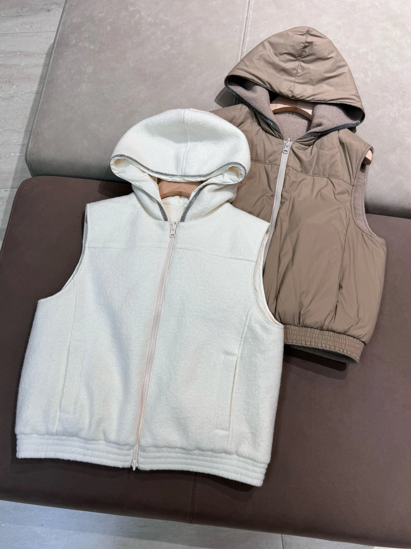 Casual wool hooded double-sided vest