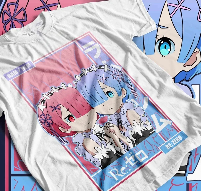 Starting From Scratch in A Different World Remram Gemini Pink Blue Anime Printed T-shirt Summer New Style for Men and Women