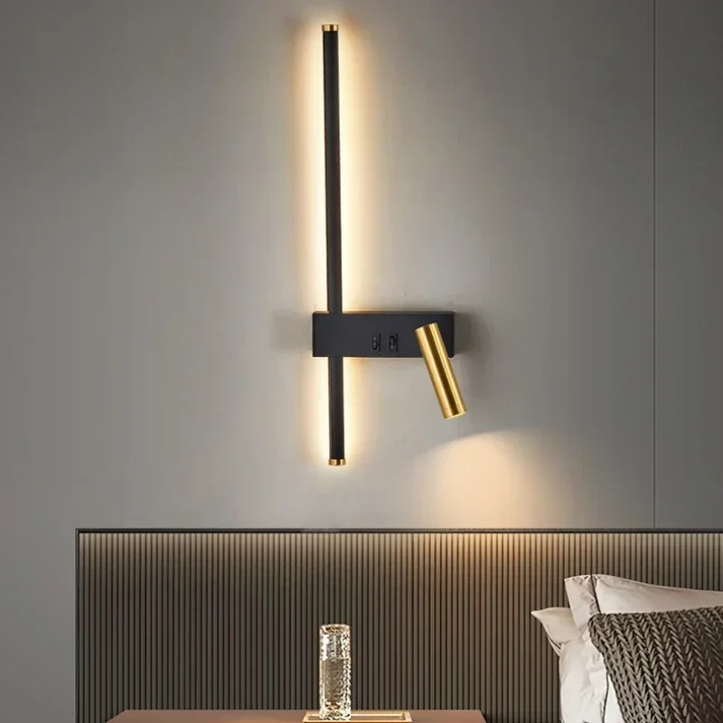 Wall Lamp Home Room Decoration Composite Minimalist Strip LED Lights Modern Living Background Adjustable Angl Art Spot Light