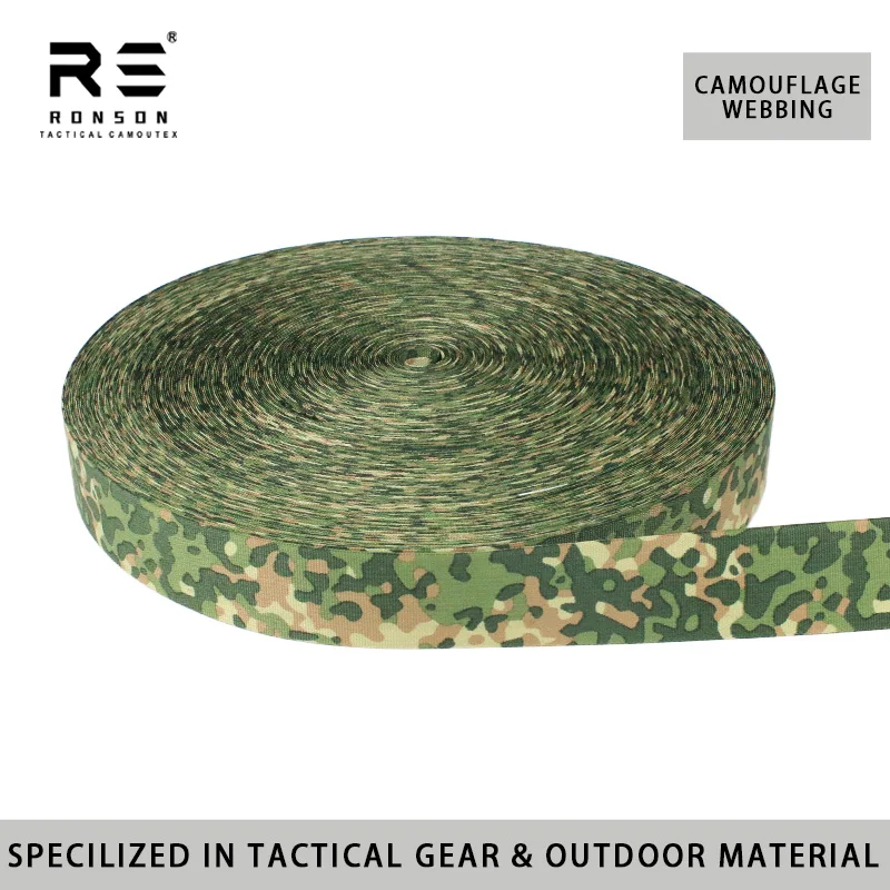 NFP Multitone Woodland Camouflage Printed Nylon Webbing Strap Durable Use for Tactical Gears Outdoor Bags Vests in Stock NIR