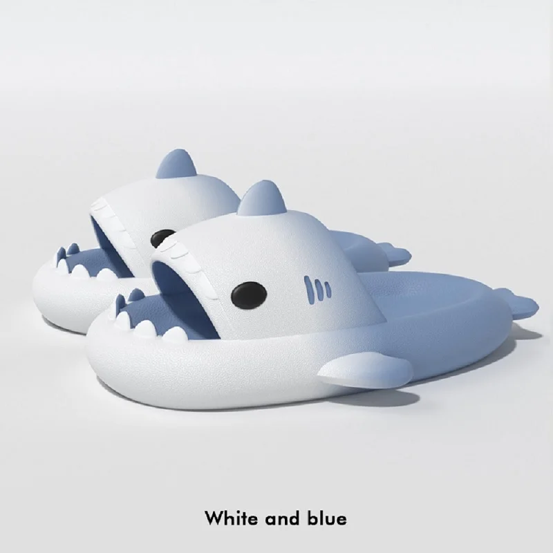 New Cute Shark Slippers Platform Women Men Indoor Bathroom Slides Couples Summer Shoes Soft Light Beach Flip Flops