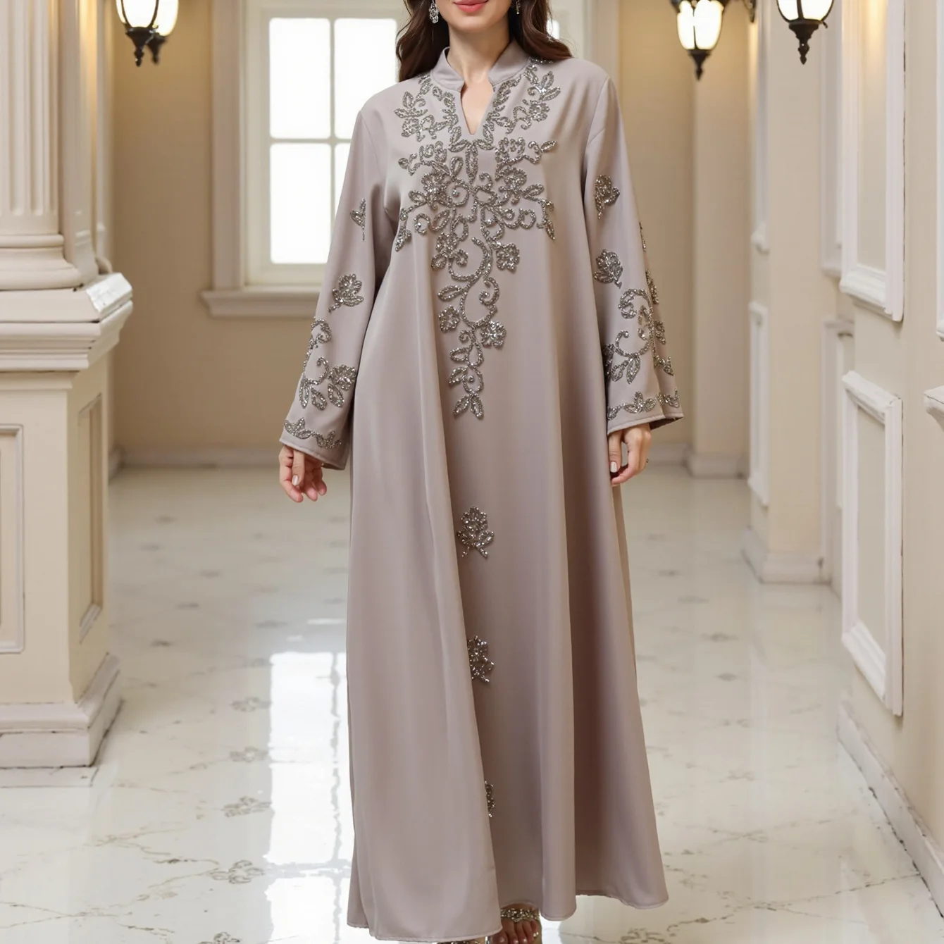 

Ramadan Abayas Eid Women Dress Dubai Morocco Party Dresses Long Robe Abaya Muslim Jalabiya Rhinestones Kaftan Islam Vestidos