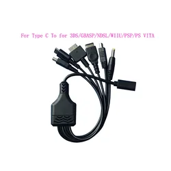 Multi-function 6 in 1 USB C female charging Cable For Type C To for 3DS/GBASP/NDSL/WIIU/PSP/PS VITA  Charger Cable